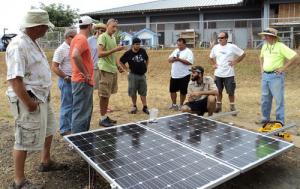 Students learning about solar at Hawaii Community College Introduction to Photovoltaics course 