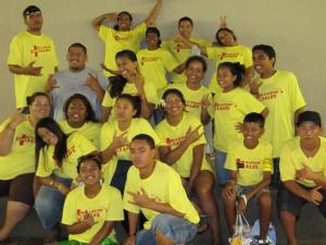 Waimanalo's Ke Ola Hou students wear their "Be a Lifeline/Save A Life" shirts. 