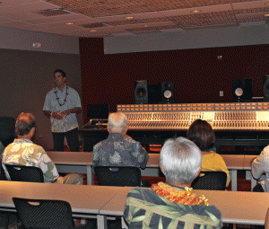 The UH Board of Regents tour the MELE program's studio on July 19.