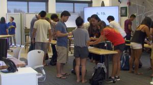 Students compete in the Warrior Creativity Challenge in the Shidler College of Business' new sPACE.