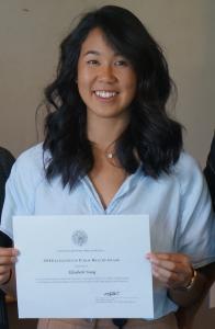 Elisabeth Young with the certificate from the U.S. Public Health Service.